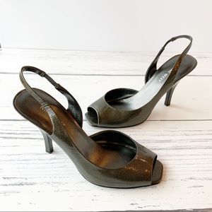 NINE WEST Patent Dark Grey Slingbacks